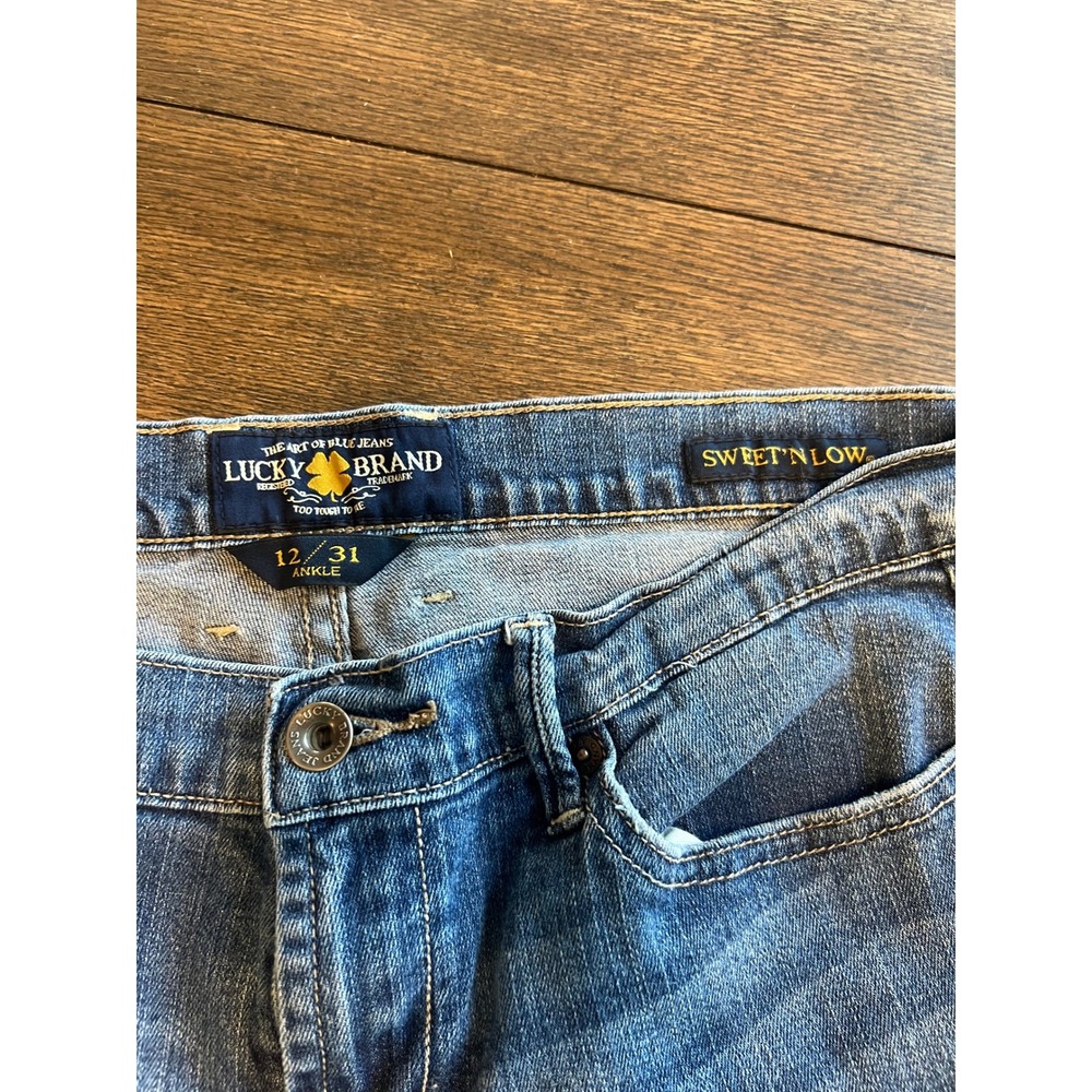 Lucky Brand Sweet N Low Ankle Jeans Women Size 12 Medium Wash Flare Leg - Picture 3 of 8